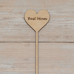 Στικ για ανθοδέσμες, καρδιά best mom - καρδιά, ξύλινα διακοσμητικά, ημέρα της μητέρας, υλικά κατασκευών - 3
