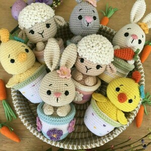 Πλεκτό προβατάκι σε γλάστρα ροζ Amigurumi - σπίτι, διακοσμητικά, για παιδιά, για ενήλικες - 3