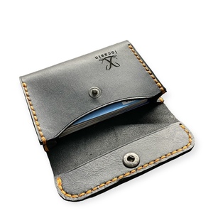 locasinleather Δερμάτινο μαύρο χειροποίητο πορτοφόλι γιά κάρτες(business card wallet) - δέρμα - 2