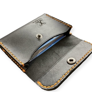Δερμάτινο μαύρο χειροποίητο πορτοφόλι γιά κάρτες(business card wallet) - δέρμα - 3