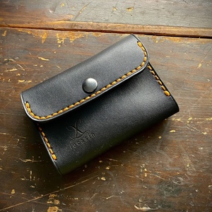 Δερμάτινο μαύρο χειροποίητο πορτοφόλι γιά κάρτες(business card wallet) - δέρμα