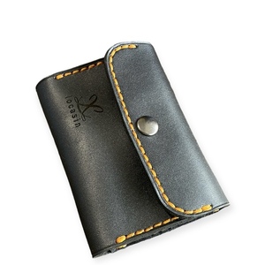 Δερμάτινο μαύρο χειροποίητο πορτοφόλι γιά κάρτες(business card wallet) - δέρμα - 5