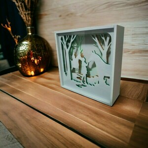 Girl & Horse. Διακοσμητικό καδράκι λευκό με led απο PLA 15x15x5cm - διακοσμητικά, 3d κάδρο - 2