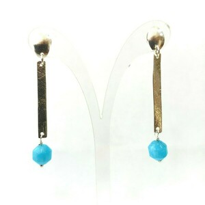 Ασημένια σκουλαρίκια με γαλάζιο νεφρίτη - ημιπολύτιμες πέτρες, ασήμι 925, μεγάλα