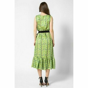 Diana Dress-Σατέν Μάξι Φόρεμα με Βολάν με Πολύχρωμο Μοτίβο Flora Lime - πολυεστέρας, φλοράλ, γάμου - βάπτισης - 3