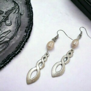 Σκουλαρίκια με μεταλλικά στοιχεία, charms και χάντρες Celtic knot Earrings - χάντρες, ατσάλι, μεταλλικά στοιχεία, κρεμαστά, γάντζος - 2