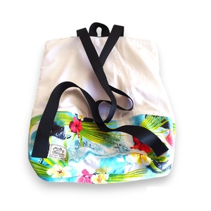 Χειροποίητη λευκή υφασμάτινη τσάντα πλάτης - backpack Y34 x M30 x Π12 εκ - ύφασμα, πλάτης, χειροποίητα, all day, πάνινες τσάντες - 2