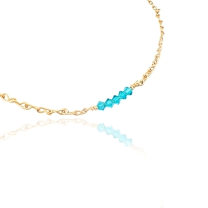 Επίχρυσο κολιέ Filum με Swarovski κρυσταλλάκια σιέλ - επιχρυσωμένα, χρυσό, swarovski, κοντά - 2