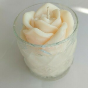 Μπομπονιέρα κερί σόγιας σε ποτήρι με εφέ κρυστάλλου και wax melt τριαντάφυλλο - χειροποίητα, κερί σόγιας, βάπτισης, γάμος και βάπτιση - 4