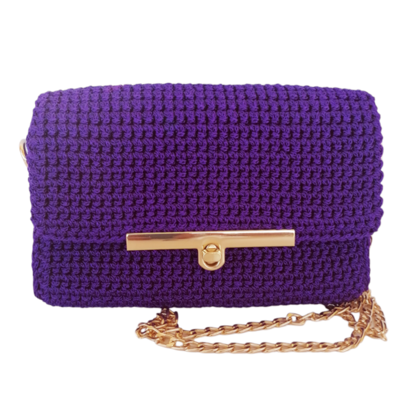 Purple purse/Μικρό τσαντάκι σε μωβ φωτεινό χρώμα - νήμα, ώμου, all day, πλεκτές τσάντες, μικρές