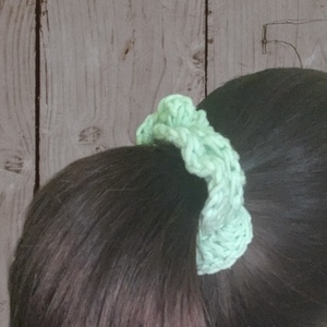 Summer scrunchie crochet baby blue - νήμα, λαστιχάκια μαλλιών, μεγάλα scrunchies - 4