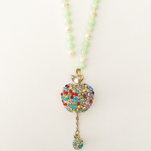 Apple multi-color crystals necklace - χάντρες, μακριά, candy