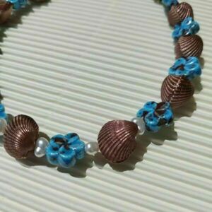 CAPRINA NECKLACE - κοχύλι, πηλός, απαραίτητα καλοκαιρινά αξεσουάρ, λουλούδι, boho - 2