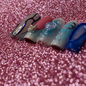 Fairy press on nails L μήκος , reusable gelly tips με έξτρα gel για επαναχρησιμοποίησή σε μπλε χρώμα (10τμχ.) - 3