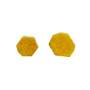Fyki Polygonal Yellow Earrings Χειροποίητα Πολυγωνικά Καρφωτά Σκουλαρίκια Πολυμερικού Πηλού σε κίτρινο χρώμα - πηλός, μικρά, ατσάλι