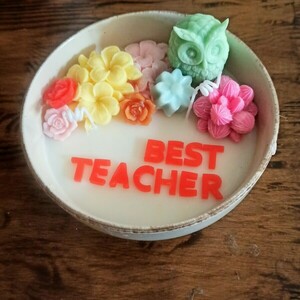 Κεραμικό μπολ με σύνθεση από κερί σόγιας για την δασκάλα - αρωματικό, για δασκάλους, vegan κεριά, η καλύτερη δασκάλα - 2