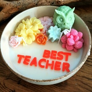 Κεραμικό μπολ με σύνθεση από κερί σόγιας για την δασκάλα - αρωματικό, για δασκάλους, vegan κεριά, η καλύτερη δασκάλα - 3