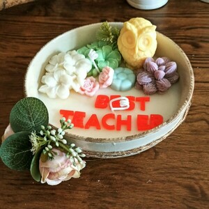 Κεραμικό μπολ με σύνθεση από κερί σόγιας για την καλύτερη δασκάλα. - αρωματικό, για δασκάλους, vegan κεριά, η καλύτερη δασκάλα - 2