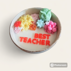 Κεραμικό μπολ με σύνθεση από κερί σόγιας για την δασκάλα - αρωματικό, για δασκάλους, vegan κεριά, η καλύτερη δασκάλα