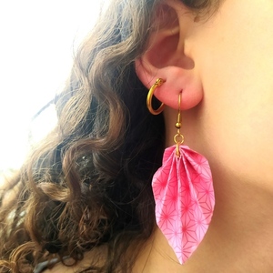 Origami summer earrings! - επιχρυσωμένα, χαρτί, ατσάλι, boho - 2
