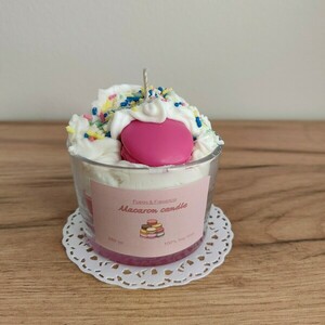 Κερί σε δοχείο με σαντιγί- Macaron candle - αρωματικά κεριά - 2