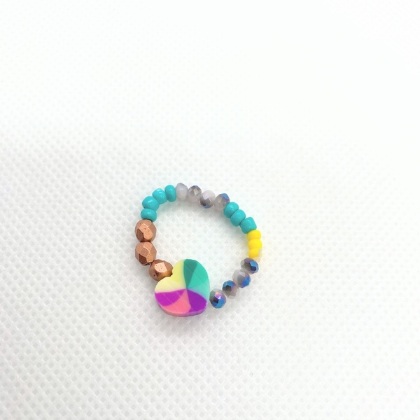 Beaded Rings| Elastic | Multi Color | Medium Size - πηλός, χάντρες, boho - 2