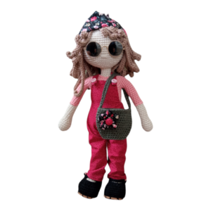 Πλεκτή κούκλα με γυαλιά και αποσπώμενα ρούχα - κορίτσι, λούτρινα, amigurumi, πλεχτή κούκλα