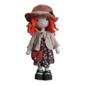 Πλεκτή κούκλα με καπέλο και αποσπώμενα ρούχα - κορίτσι, λούτρινα, amigurumi, πλεχτή κούκλα