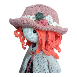Πλεκτή κούκλα με καπέλο και αποσπώμενα ρούχα - κορίτσι, λούτρινα, amigurumi, πλεχτή κούκλα - 2