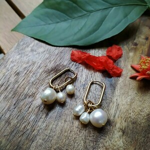 Σκουλαρίκια Κρίκοι με μαργαριτάρια - ημιπολύτιμες πέτρες, μαργαριτάρι, μικρά, ατσάλι, boho - 5