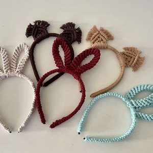 Macrame headband Rabit - μαλλί, ύφασμα, νήμα, πλαστικό, στέκες - 2