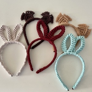 Macrame headband Rabit - μαλλί, ύφασμα, νήμα, πλαστικό, στέκες - 3