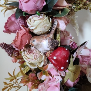 Χειροποίητο στεφάνι 40 εκ σε βάση μπαμπού καφέ με τεχνητά λουλούδια "Spring 24" VΙΙΙ - στεφάνια, δώρα γάμου, δώρα γενεθλίων, δώρα για γυναίκες - 2