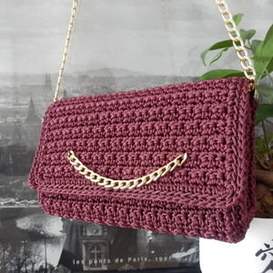 crochet shoulder bag handmade bag - νήμα, ώμου, πλεκτές τσάντες - 3
