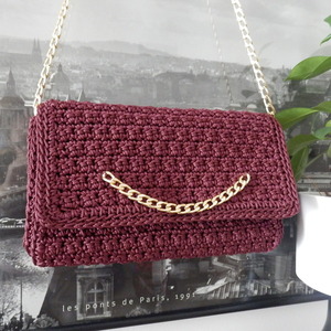 crochet shoulder bag handmade bag - νήμα, ώμου, πλεκτές τσάντες - 4