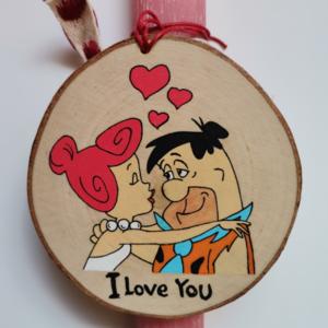 Χειροποίητη αρωματική λαμπάδα για ερωτευμένο ζευγάρι με τους Flintstones - ζωγραφισμένα στο χέρι, λαμπάδες, ζευγάρια, για ενήλικες, προσωποποιημένα - 2