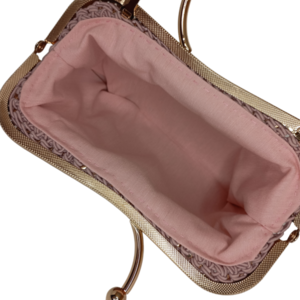 Vintage Clutch, ροζ - νήμα, clutch, πλεκτές τσάντες, βραδινές, μικρές - 5