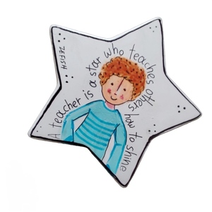 Δώρο για δάσκαλο/δασκάλα αστέρι ζωγραφισμένο με μήνυμα - ζωγραφισμένα στο χέρι, διακοσμητικά, γύψος