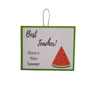 Καδράκι ξύλινο με το μηνυμα ''Best Teacher - Have a Nice Summer'' καρπούζι- πολύχρωμο 11,50χ9,50εκ.-apois - πίνακες & κάδρα, για δασκάλους
