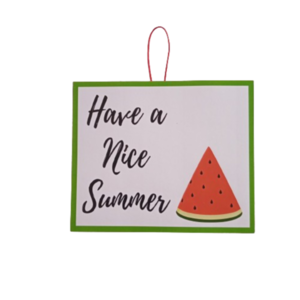 Καδράκι ξύλινο με το μηνυμα ''Have a Nice Summer'' καρπούζι- πολύχρωμο 11,50χ9,50εκ.-apois - πίνακες & κάδρα, για δασκάλους