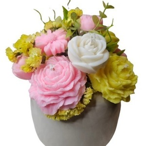 Pink yellow bouquet candle flower - αρωματικά κεριά