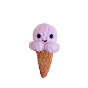 Πλεκτό κουκλάκι παγωτό ροζ 14 εκ. - λούτρινα, παγωτό