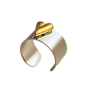 Δαχτυλίδι από Ατσάλι ZEUS ασημί χρώμα - επιχρυσωμένα, καρδιά, ατσάλι, αυξομειούμενα, φθηνά
