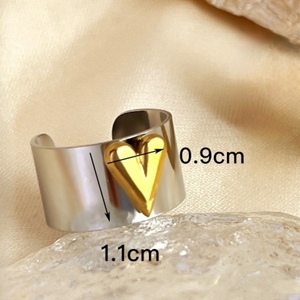 Δαχτυλίδι από Ατσάλι ZEUS ασημί χρώμα - επιχρυσωμένα, καρδιά, ατσάλι, αυξομειούμενα, φθηνά - 2