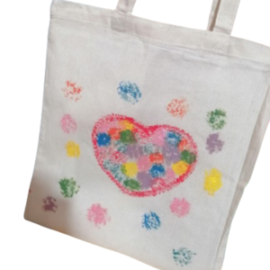 Υφασμάτινη οικολογική tote bag με καρδιά rainbow - ύφασμα, ώμου, tote, πάνινες τσάντες, για δασκάλους - 3