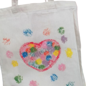Υφασμάτινη οικολογική tote bag με καρδιά rainbow - ύφασμα, ώμου, tote, πάνινες τσάντες, για δασκάλους - 4