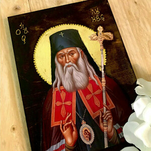 Άγιος Λουκάς ο Ιατρός Χειροποίητη Εικόνα Σε Ξύλο 16x24cm - πίνακες & κάδρα, πίνακες ζωγραφικής, εικόνες αγίων - 3