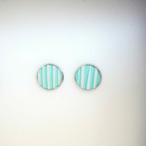 Leather Me Stripes Turquoise Pin Earring - δέρμα, μικρά, ατσάλι - 3