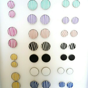 Leather Me Stripes Turquoise Pin Earring - δέρμα, μικρά, ατσάλι - 4