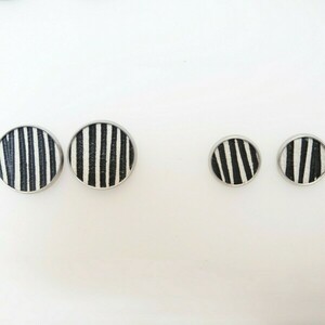 Leather Me Stripes Black Pin Earring - δέρμα, μικρά, ατσάλι